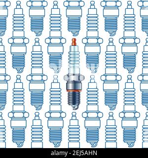 Seamless pattern of engine ignition spark plug Stock Vector