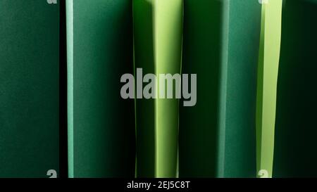 Abstract colour paper background. Green geometrical composition. Minimal concept. Stock Photo