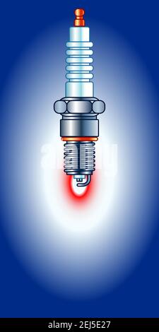 Illustration of ignition of spark plug Stock Vector