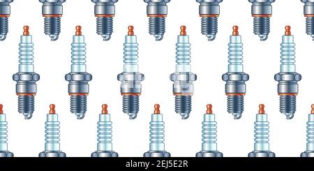 Seamless pattern of an engine ignition spark plug Stock Vector