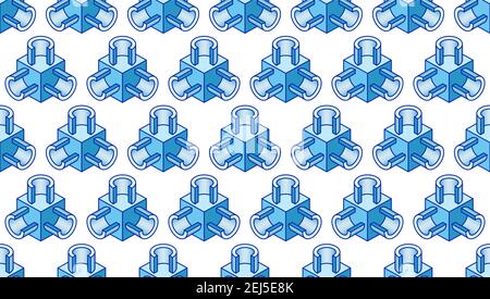 Seamless pattern of abstract tee pipe fitting in section Stock Vector