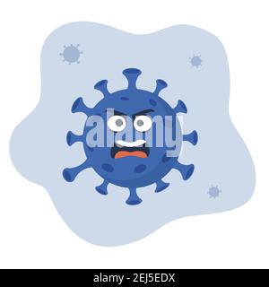 Coronavirus Cells or Bacteria Molecule. Virus COVID-19 Cell in Spherical Shape with Long Antennas. Coronavirus character scared. Vector illustratio Stock Vector