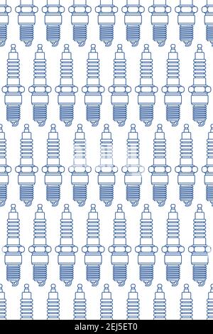Seamless pattern of contour engine ignition spark plug Stock Vector