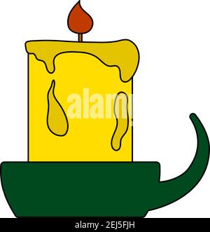 Candle In Candlestick Icon. Editable Outline With Color Fill Design. Vector Illustration. Stock Vector