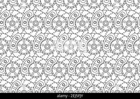Seamless pattern of disk brake unit of brake-gear system Stock Vector