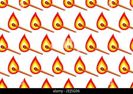Seamless pattern of abstract burning matches Stock Vector