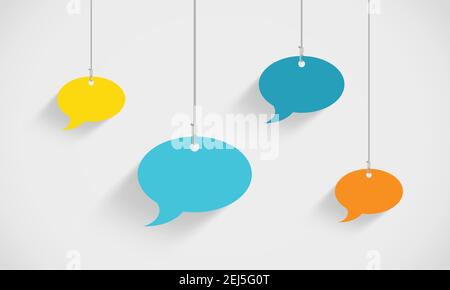 Speech Bubbles Hanging On Strings Stock Vector