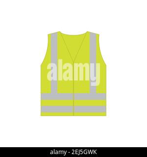 Yellow reflective safety vest for people, isolated on white background,flat vector illustration Stock Vector