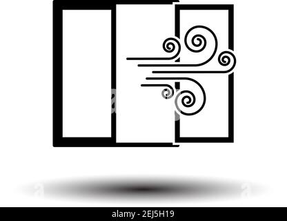 Room Ventilation Icon. Black on White Background With Shadow. Vector Illustration. Stock Vector