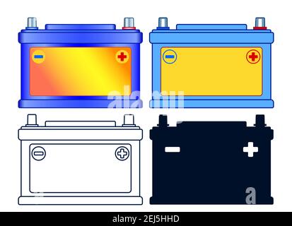 Illustration of the automotive battery icon set Stock Vector
