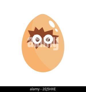 Chicken in egg - vector illustration isolated on white background. Stock Vector