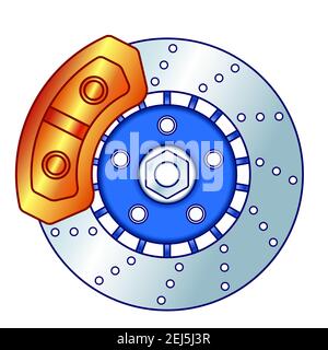 Illustration of disk brake unit of brake-gear system Stock Vector
