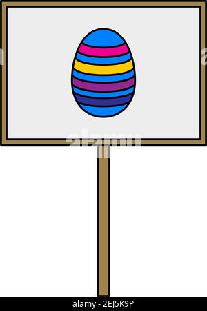 Easter Pointer With Egg Icon. Editable Outline With Color Fill Design. Vector Illustration. Stock Vector