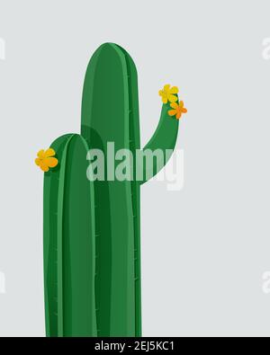 Vector background with blooming cactus Stock Vector