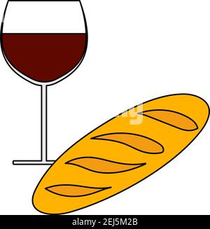Easter Wine And Bread Icon. Editable Outline With Color Fill Design. Vector Illustration. Stock Vector