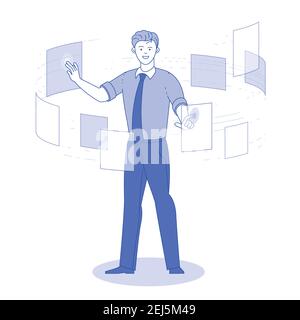 Document management data system vector concept. Stock Vector