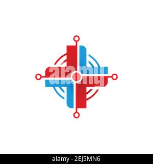 Creative medical cross gradient color logo design image. Medical cross with target icon logo creative modern design healthy logo Stock Vector