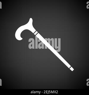 Walking Stick Icon. White on Black Background. Vector Illustration. Stock Vector