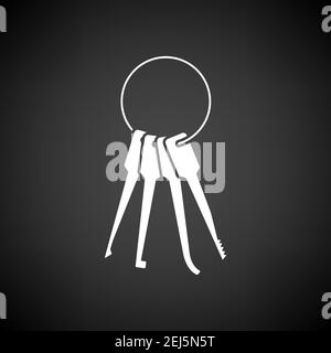 Lockpick Icon. White on Black Background. Vector Illustration. Stock Vector