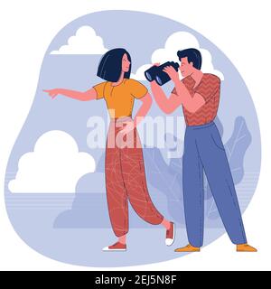 Business vision. Team searching for success. Stock Vector