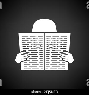 Newspaper Hole Icon. White on Black Background. Vector Illustration. Stock Vector