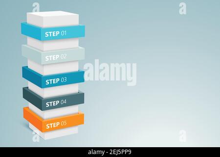Infographic Column With 5 Steps 3 Stock Vector