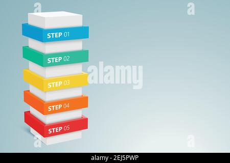 Infographic Column With 5 Steps 1 Stock Vector