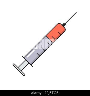 Syringe with vaccine simple medical icon in trendy line style isolated on white background for web apps and mobile concept. Vector Illustration EPS10 Stock Vector