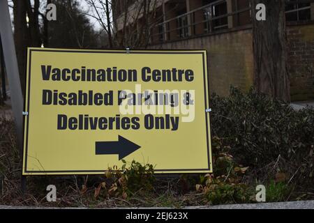 COVID-19 Vaccination Centre at Saxon Court, Milton Keynes. Stock Photo