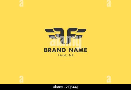 Letter F FF Wing Logo Vector Design Template suitable for transport or travel product or service Stock Vector