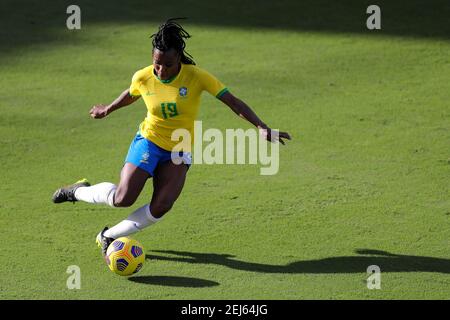 Orlando, Florida, USA . February 21, 2021: Brazil forward LUDMILA (19) sets up a play during the SheBelieves Cup United States vs Brazil match at Exploria Stadium in Orlando, Fl on February 21, 2021. Credit: Cory Knowlton/ZUMA Wire/Alamy Live News Stock Photo