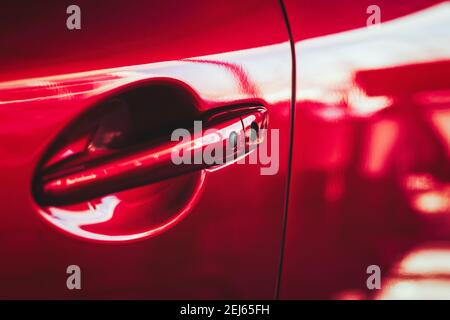 Car door handle with sensor of keyless entry system Stock Photo