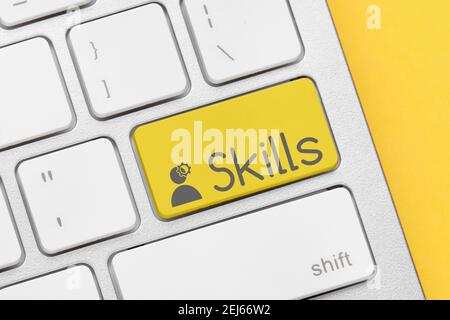 Skills concept on keyboard button. Close up Stock Photo