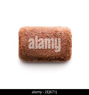 Rye baked bread isolated on white background. Top view Stock Photo