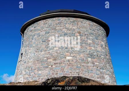 The Carleton Martello Tower in Saint John, NB, Canada was completed in 1815, and is now a national historic site and popular tourist stop. Stock Photo