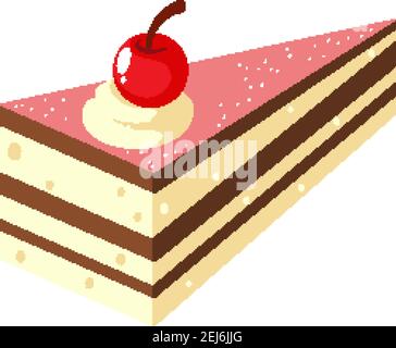 Isometric of cake with cherry on top illustration Stock Vector