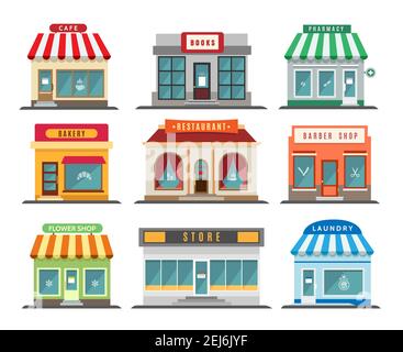 Shops stores exteriors Stock Vector