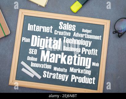 Digital Marketing Word Cloud on Slate Stock Photo