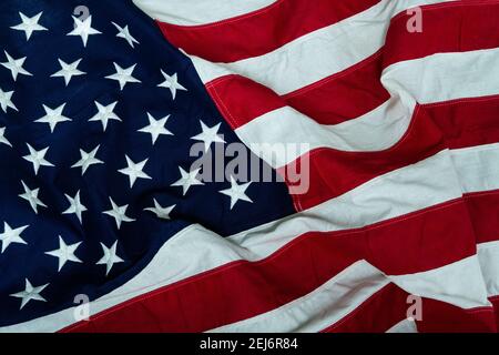 Photograph of a United States Flag made from cotton Stock Photo