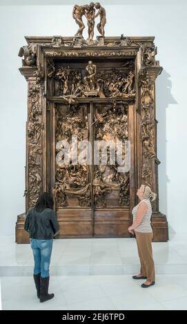 Auguste Rodin's The Gates of Hell bronze sculpture in the Soumaya Museum, Nuevo Polanco, Mexico City, Mexico Stock Photo