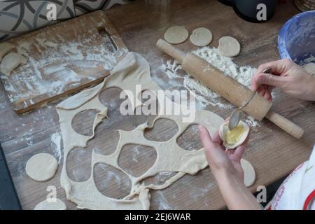 Process of making vareniki Stock Photo