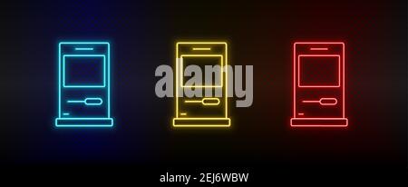 Neon icon set Computer diskette. Set of red, blue, yellow neon vector icon Stock Vector