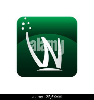 new green grass remover lawn mower logo design on W letter styles template vector illustration Stock Vector