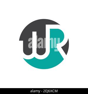 word play circle style Letter WR initial logo design vector template Stock Vector