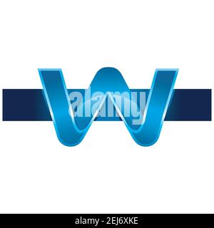 another concept arrows letter W logo concept with blue orange element icon and template Stock Vector