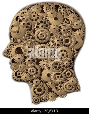 Vector gear head 3d realistic, isolated on white background. Stock Vector