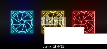Neon icon set Culler. Set of red, blue, yellow neon vector icon Stock Vector