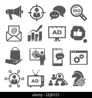 Advertising icons on white background Stock Vector