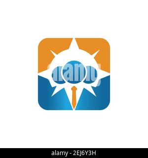 employee job search logo vector a businessman icon with compass symbol for job seeker sign company Stock Vector