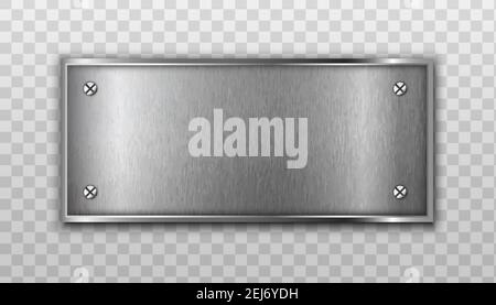 3d realistic vector metal plate. Isolated on transparent background. Stock Vector